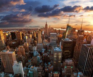 New York City Skyline At Sunset Wallpaper